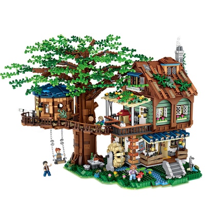 4761 piezas, modelo de casa en el árbol del bosque, bloques de construcción con figuras, juguetes de ladrillos de partículas pequeñas para ensamblaje DIY, regalo de Navidad para niños.