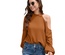 Blusa de manga larga con cuello redondo y hombros descubiertos para mujer