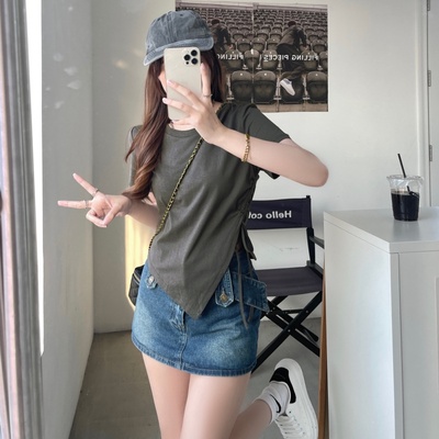 Camiseta Y2K de moda coreana para mujer, verano