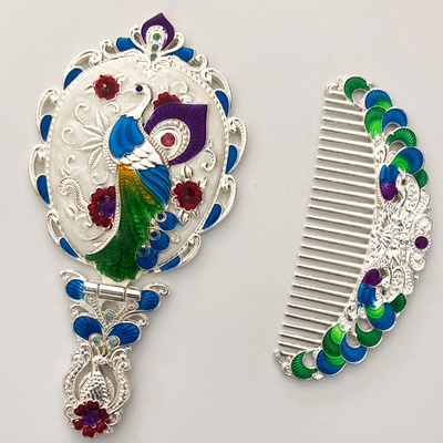 Set de regalo de espejo plegable y peine, espejo de maquillaje, espejo de mano portátil