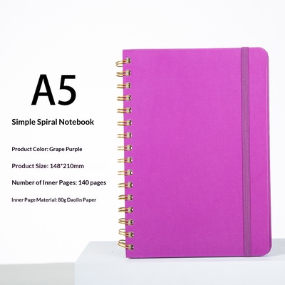 Cuaderno de espiral con cierre elástico - Página interior horizontal-Morado