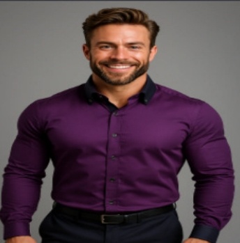 Camisa de negocios para hombre, camisa de botones, camisa de verano de color sólido, manga larga, con solapa, camisa de vacaciones, tops casuales de moda con estilo. - Purple-S