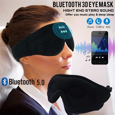 Máscara de ojos con música estéreo inalámbrica Bluetooth - Máscara de dormir con bloqueo de luz y altavoces integrados para personas que duermen de lado, viajes y relajación