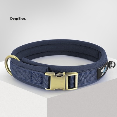 Placa de identificación antipérdida para perros Golden Retriever y Labrador, collar para mascotas - Azul marino-S