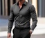 Camisa de hombre para negocios, camisa de botones, camisa de verano de color sólido, manga larga, con solapa, camisa de vacaciones, tops casuales de moda con estilo.