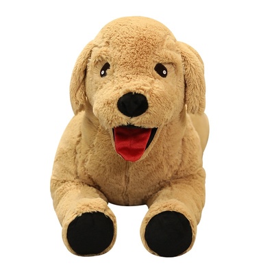 Peluche de cachorro Labrador de simulación, muñeco de perro amarillo grande, muñeco de Golden Retriever acostado, regalo de compañía para niños