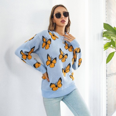 Suéter Y2K con diseño de mariposa en 3D para mujer