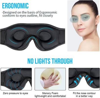 Máscara de ojos con música estéreo inalámbrica Bluetooth - Máscara de dormir con bloqueo de luz y altavoces integrados para personas que duermen de lado, viajes y relajación