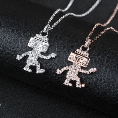 Collar de clavícula con dije de robot bailarín